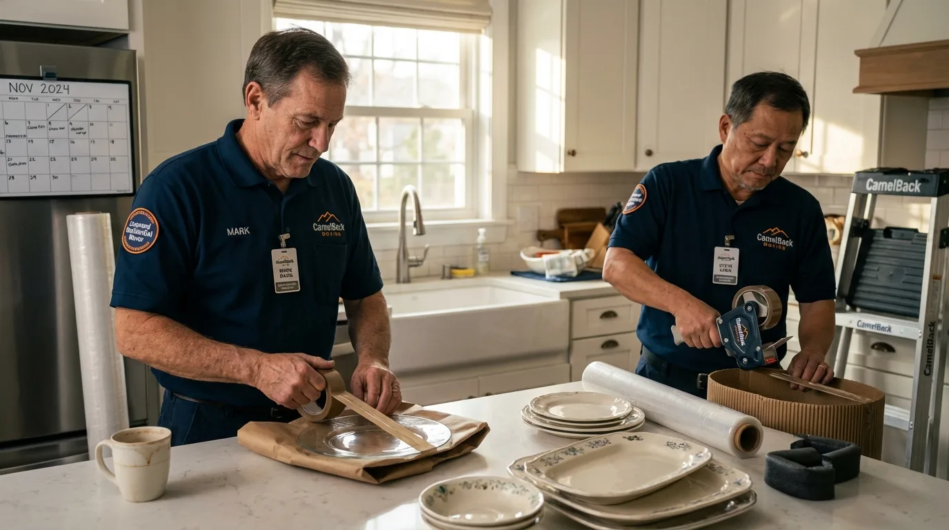 Professional crew packing kitchen dishware in Hot Sulphur Springs, CO